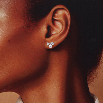 MERRY-GO-ROUND Crystal & Pearl Bow Earrings