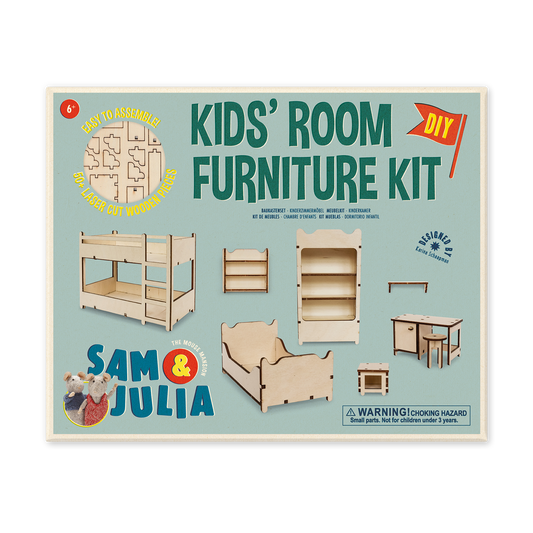Kids DIY Dollhouse Furniture Kit - Kids bedroom (Scale 1:12)