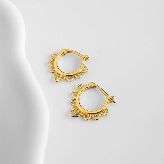 Lotus Vermeil Huggie Hoops