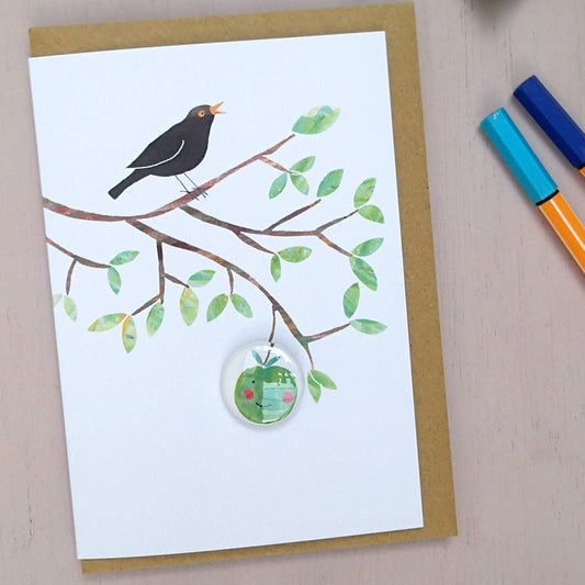 Happy Apple - Greeting card with badge