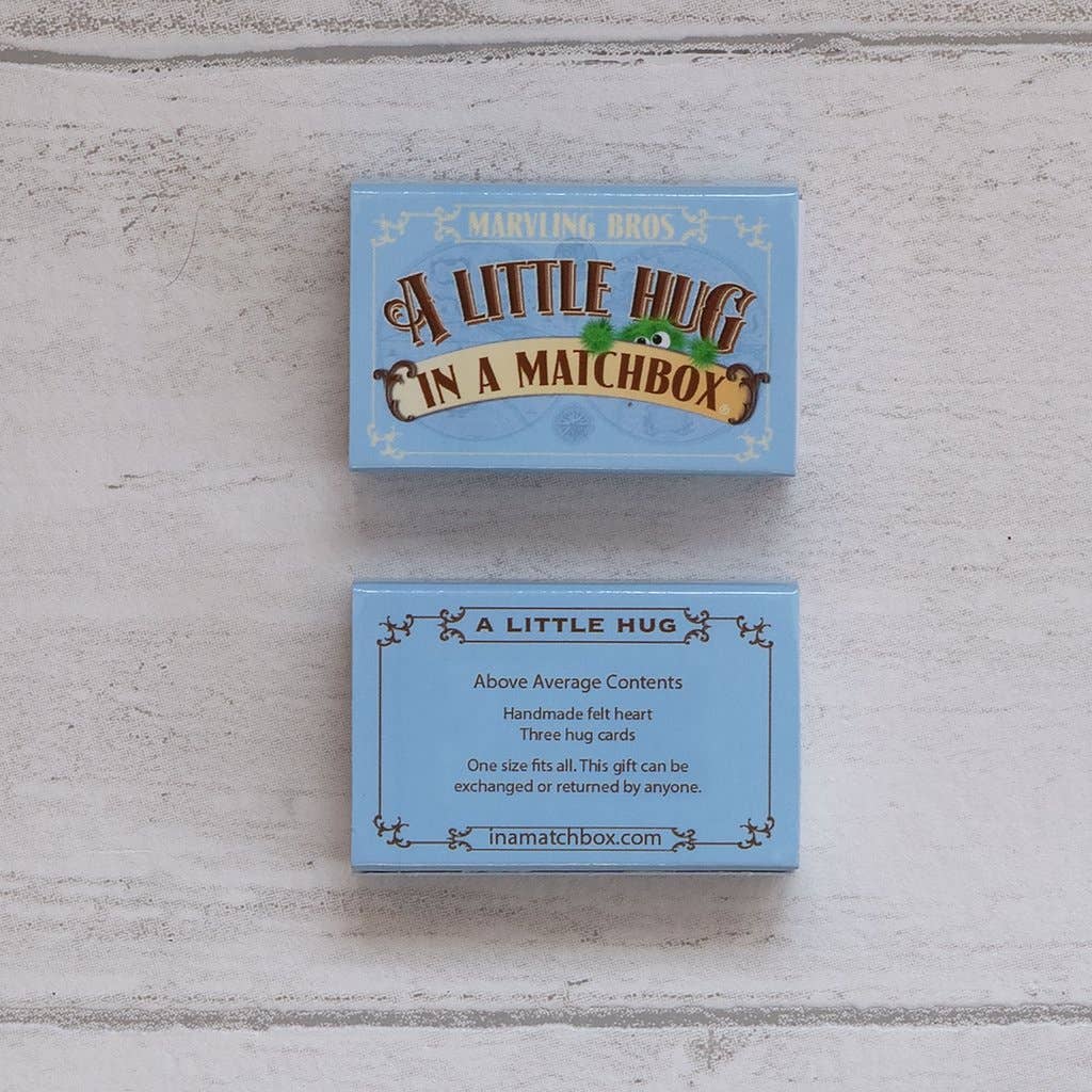 A Blue Little Hug Wool Felt Heart In A Matchbox