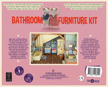 Kids DIY Dollhouse Furniture Kit - Bathroom (Scale 1:12)