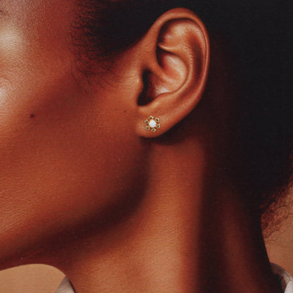 Opal Snowflake Earrings penguin graphic