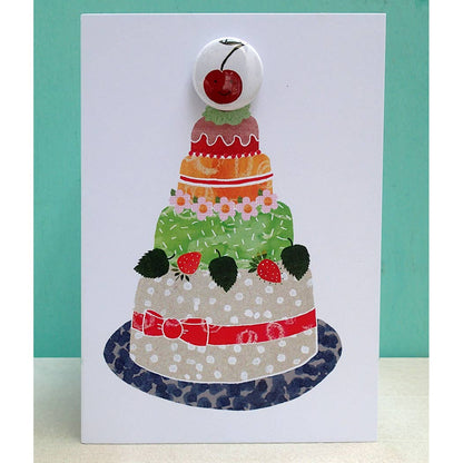 Greeting card with badge - Cherry cake