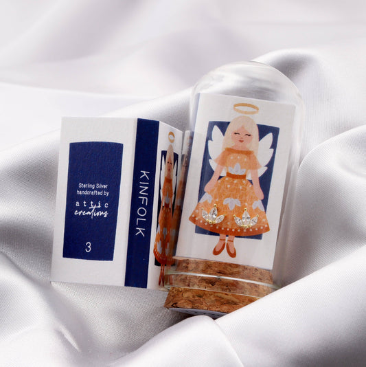 KINFOLK Angel Figurine in Orange Dress with Crystals