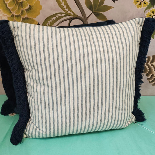 Ian Sanderson cream with blue stripe cushion
