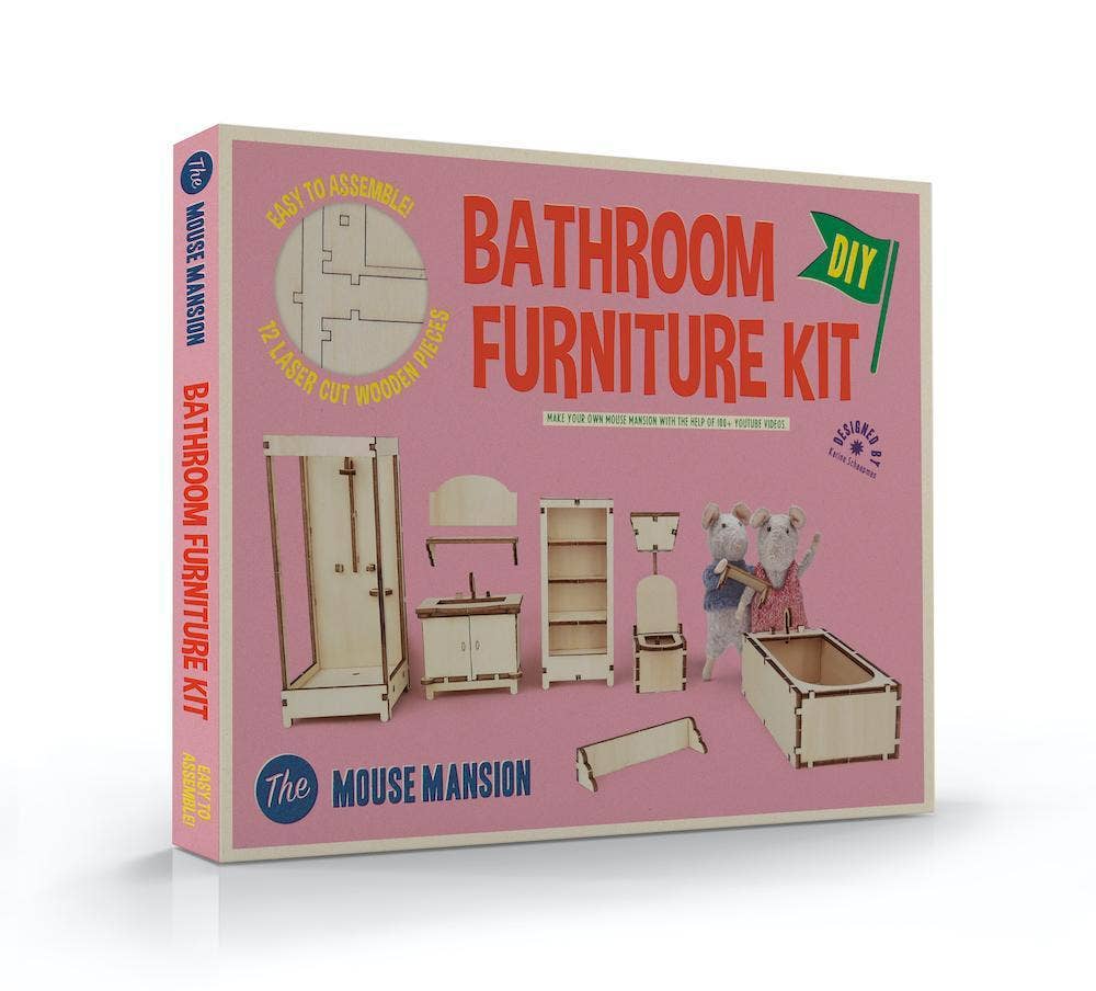 Kids DIY Dollhouse Furniture Kit - Bathroom (Scale 1:12)