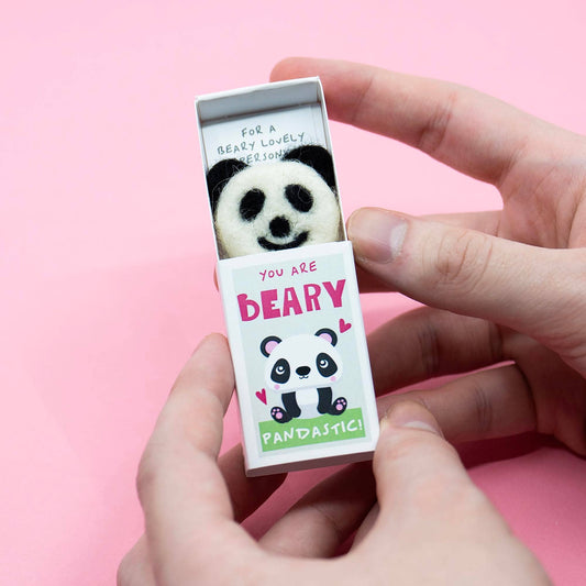 You're Beary Pandastic Wool Felt Panda In A Matchbox
