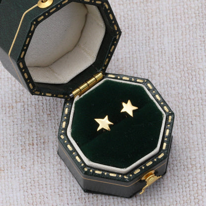 Gold Star Earrings with penguin graphic