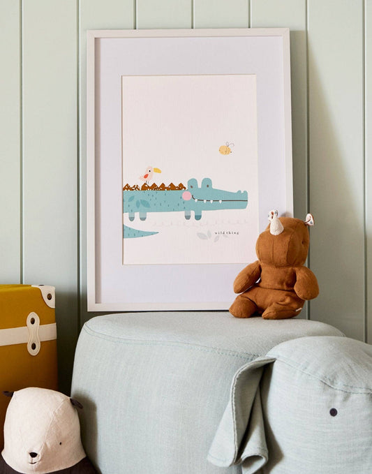 Crocodile Nursery Art - made with Liberty fabric