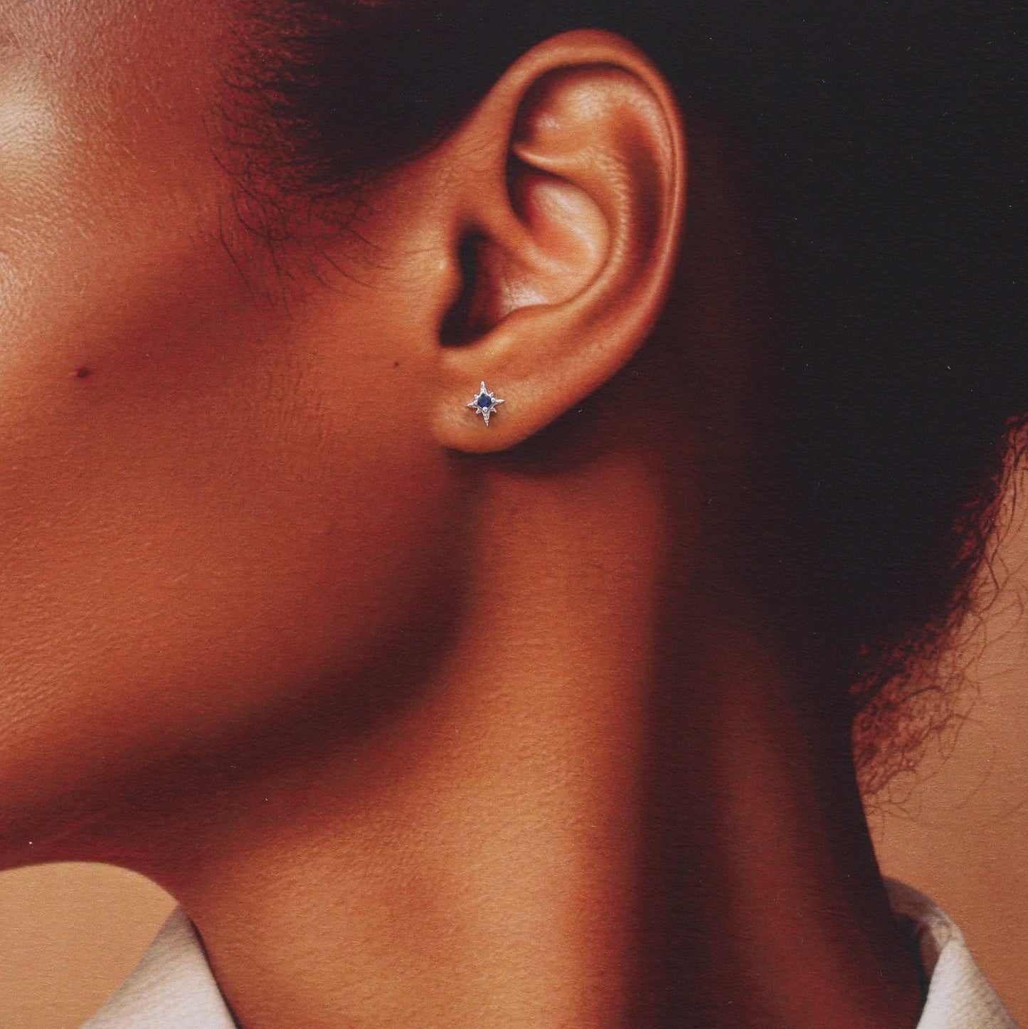 KINFOLK  Angel with North star BLUE crystal earrings