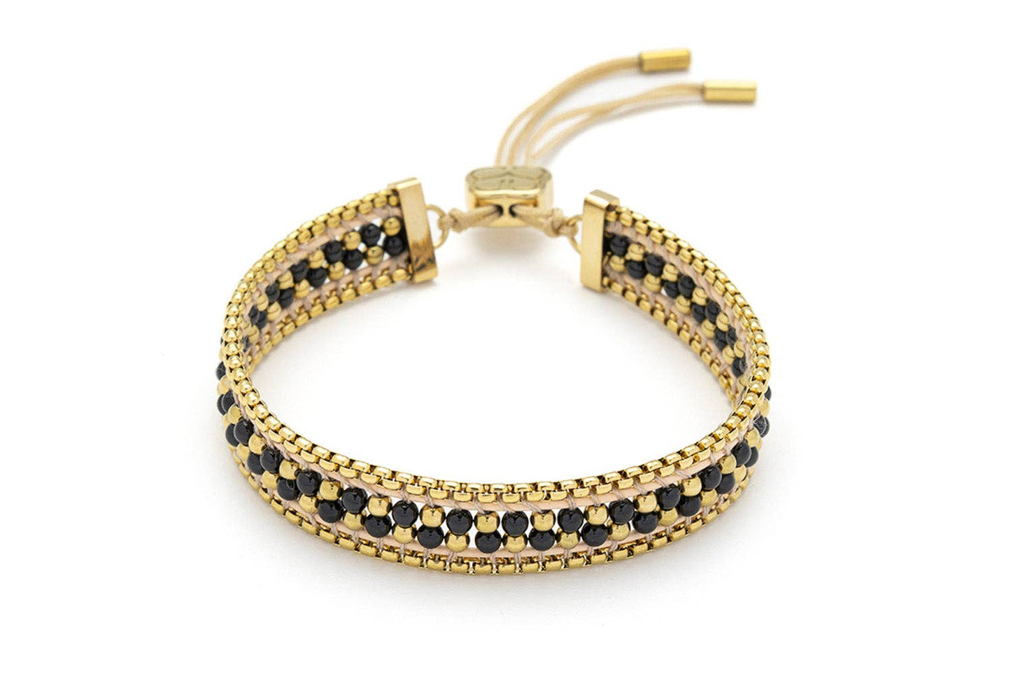 Isla Black Spinel & Gold Friendship Bracelet