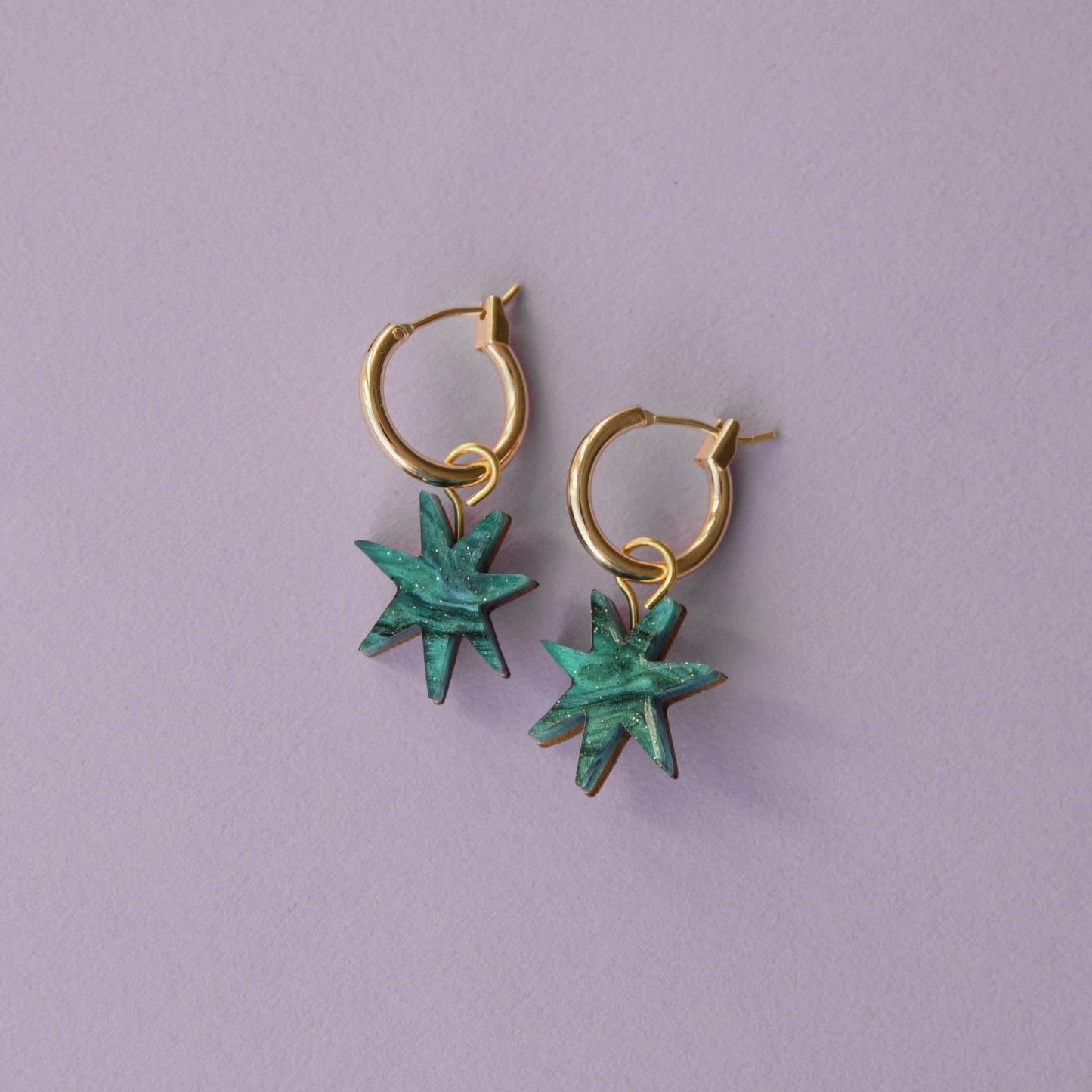 Hand Drawn Star Hoops in Lilac Marble