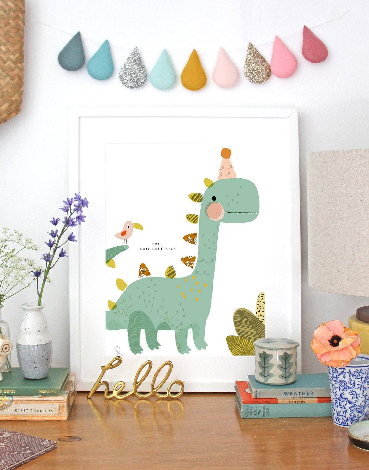 Dinosaur Nursery Art - made with Liberty fabric