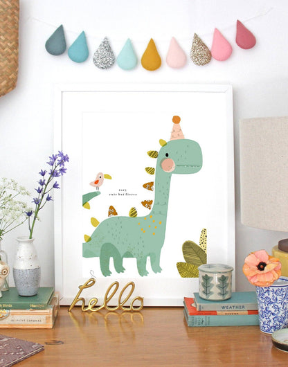 Dinosaur Nursery Art - made with Liberty fabric