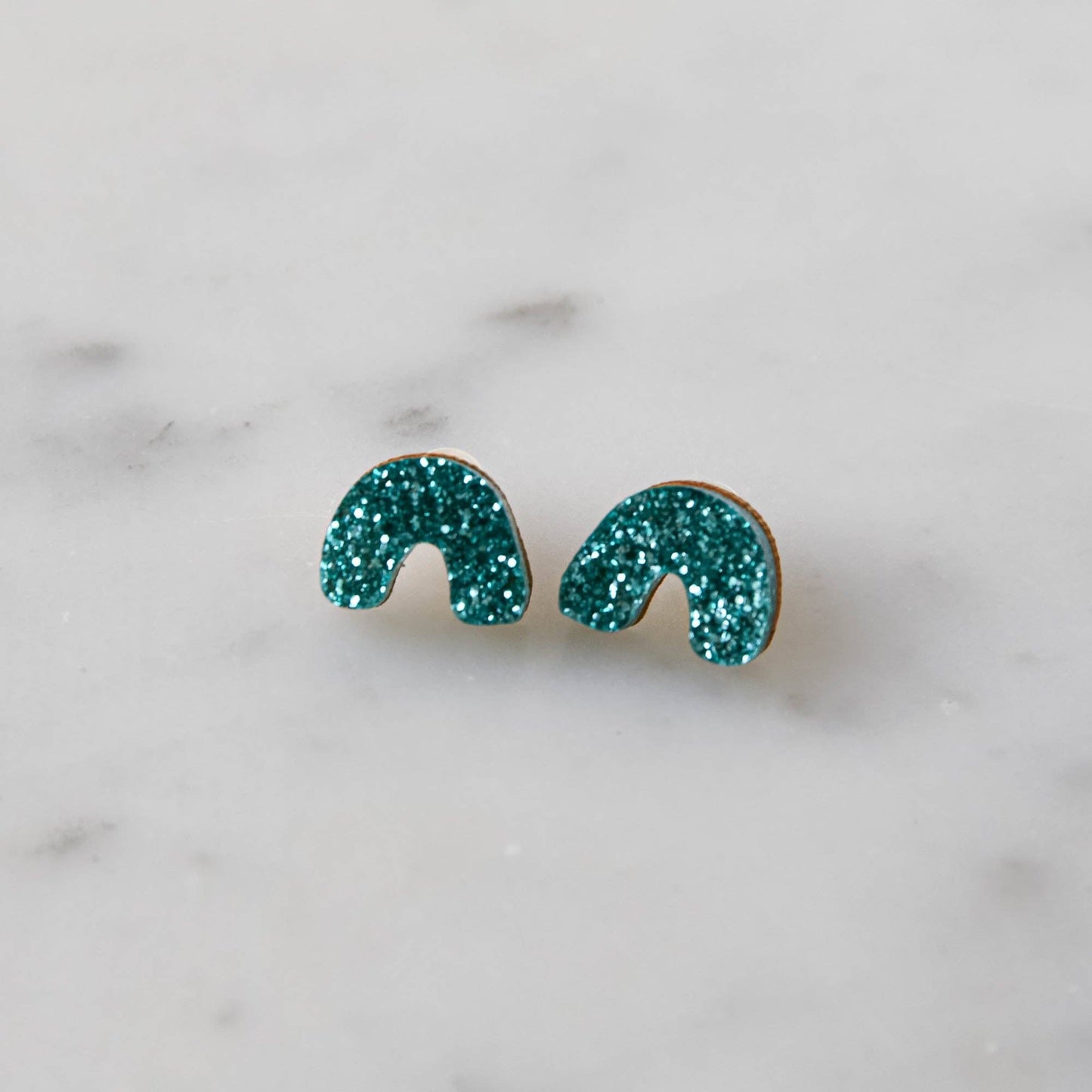 Glitter Arc Stud Earrings in multi black - Sparkle Christmas