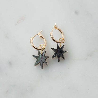 Hand Drawn Star Hoops in Lilac Marble