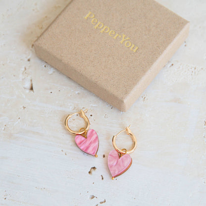 Love Grows Here Hoops - Merlot Red & Pink Marble Mix & Match