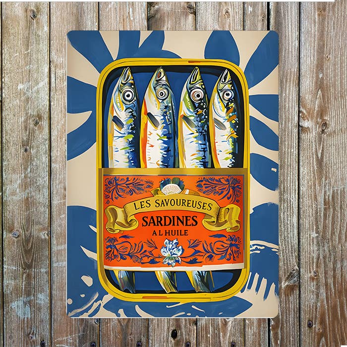 Sardine Can Illustration Kitchen Metal Sign Plaque