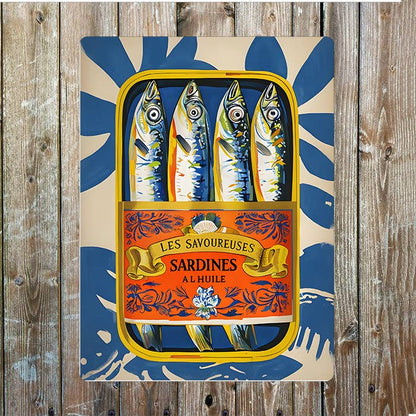 Sardine Can Illustration Kitchen Metal Sign Plaque