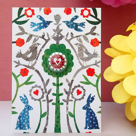 Heart Collage - Greeting card with badge