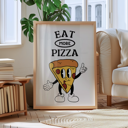 Eat More Pizza Retro Print | Retro Wall Decor | Food Prints