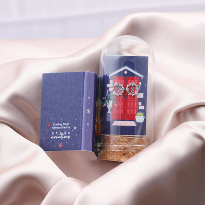 'RED DOOR' Christmas Wreath Earrings