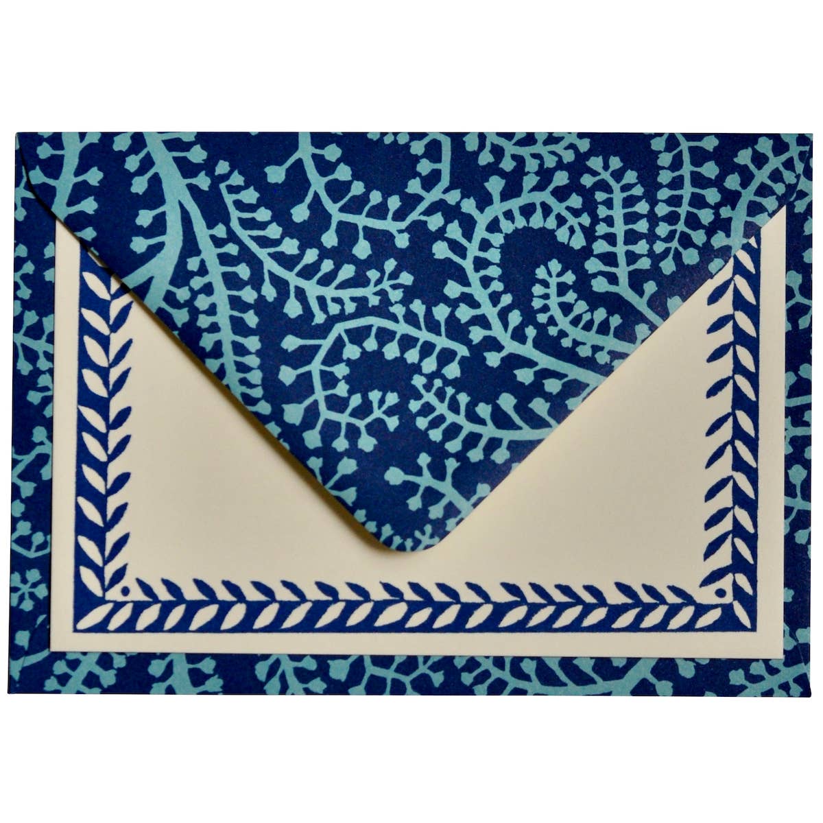Set of Notecards and Envelopes Seaweed Paisley Cyanotype