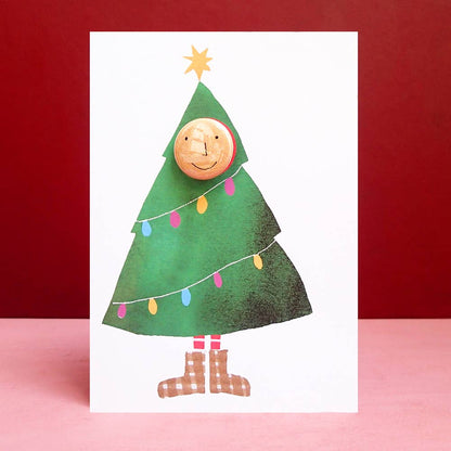 Christmas Tree Costume - Greeting card with badge