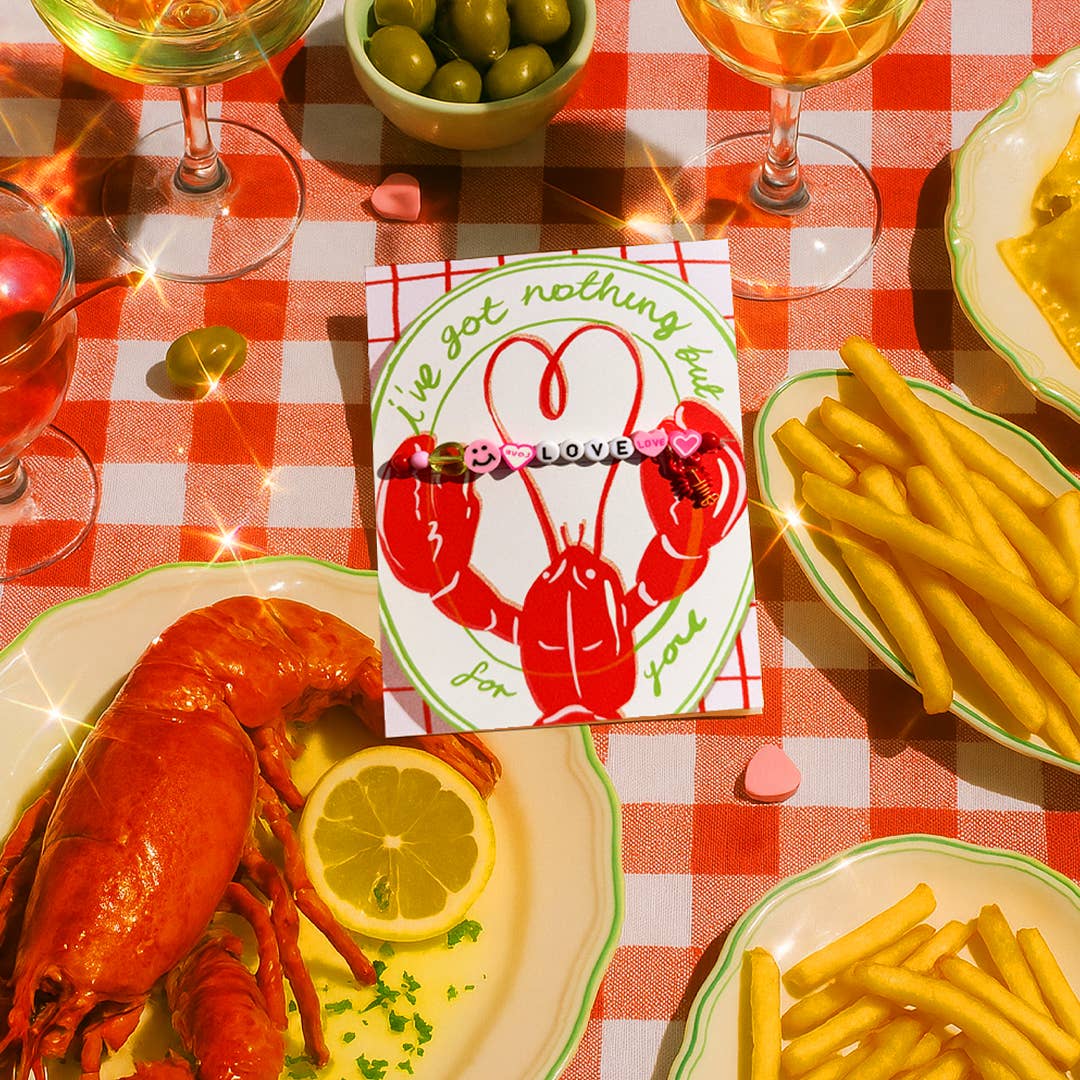 LOVE LOBSTER, LOVE BRACELET, RED ENVELOPE Card