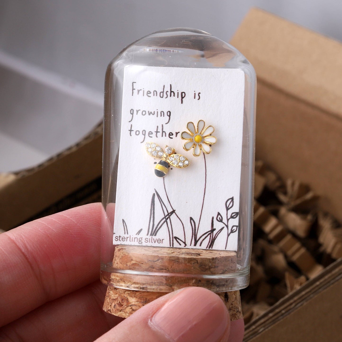 Friendship BEE and FLOWER earrings GOLD