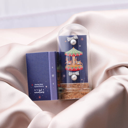 MERRY-GO-ROUND Crystal & Pearl Bow Earrings