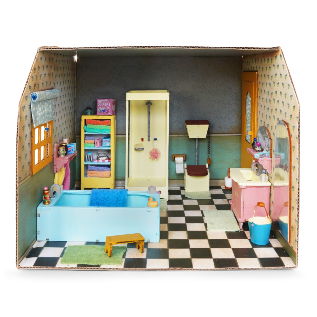 Kids DIY Dollhouse Furniture Kit - Bathroom (Scale 1:12)
