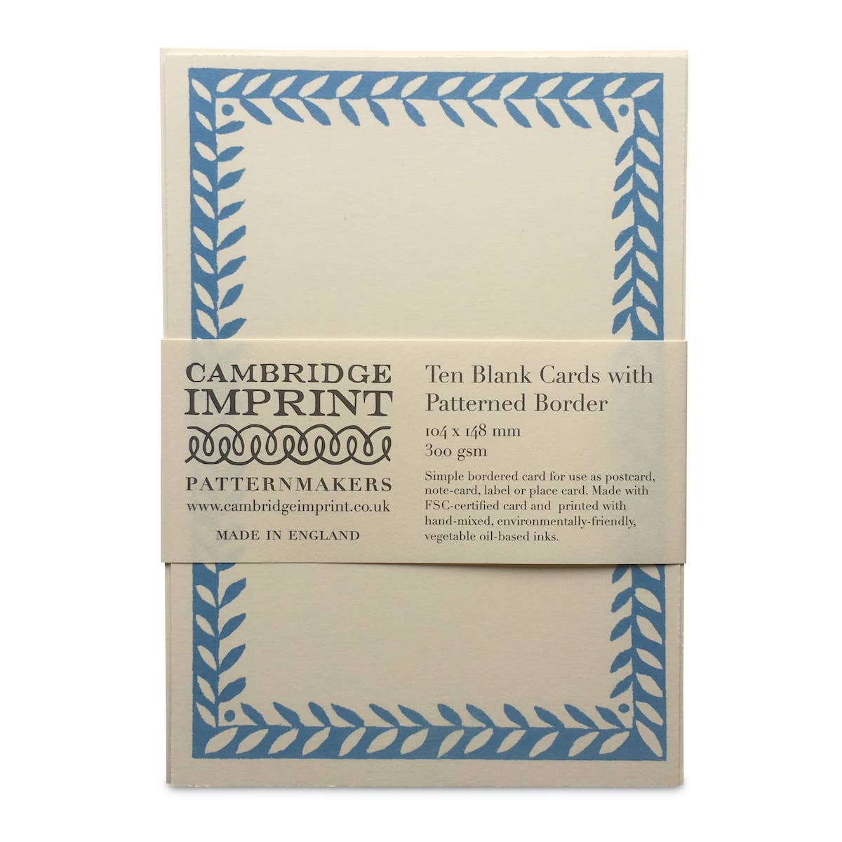 10 Postcards with Patterned Border in Bright Blue