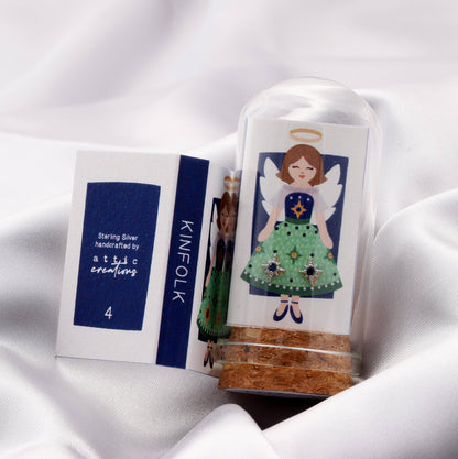 KINFOLK  Angel with North star BLUE crystal earrings