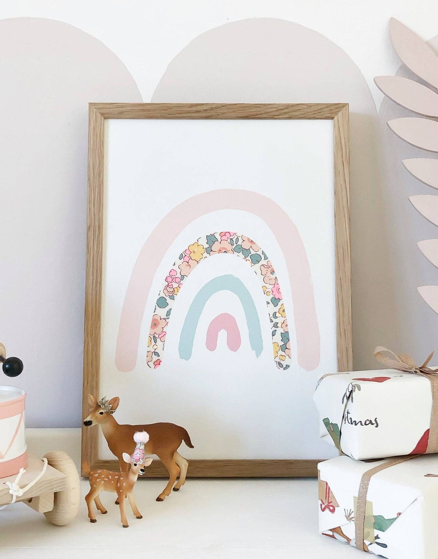 Rainbow Nursery Art - made with Liberty fabric
