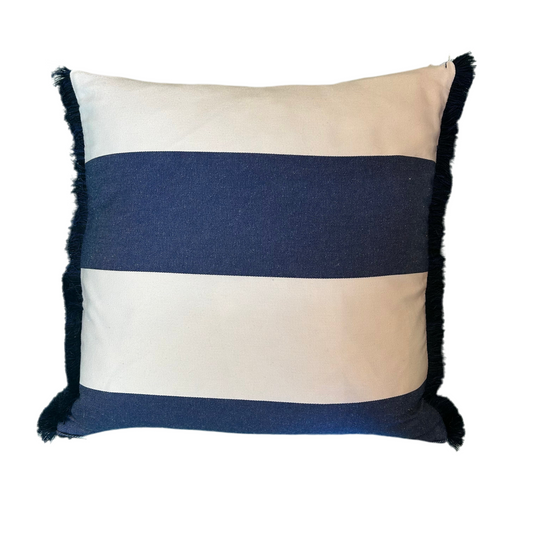 Ian Mankin blue/white stripe square cushion