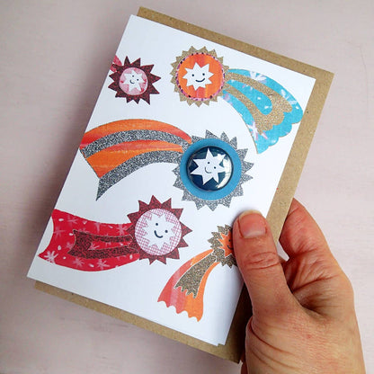 Shooting Stars - Greeting card with badge