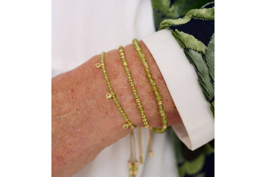 Holly Gold & Peridot Beaded Slider Bracelet