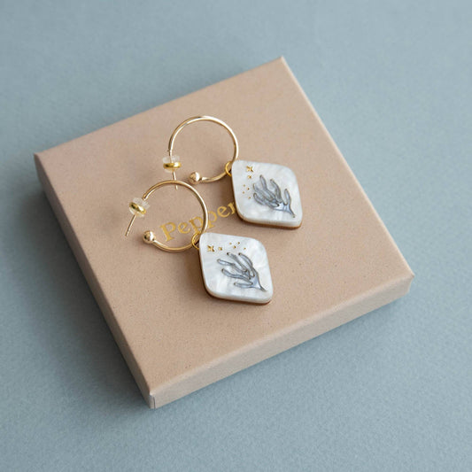 Celestial Coral Hoop Earrings