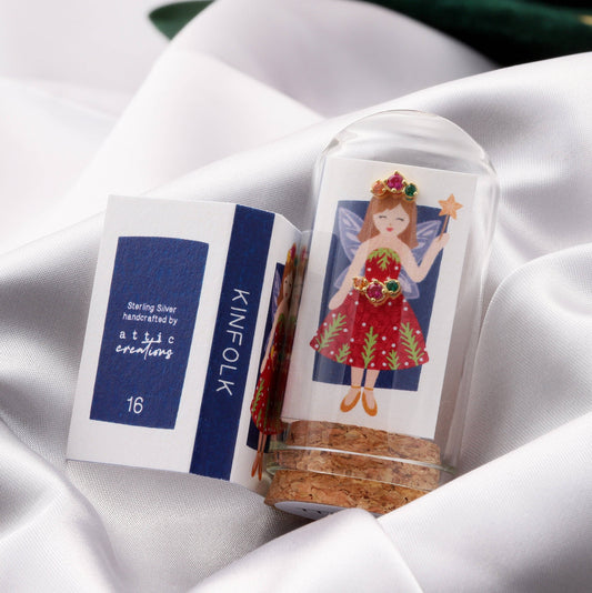 KINFOLK Red Dress & Fairy Crystal Gem Earrings