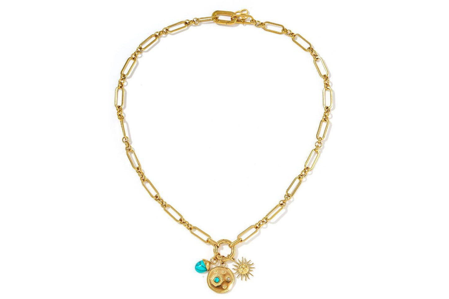 Luma Turquoise Howlite Detachable Charm Pendant Gold Necklace