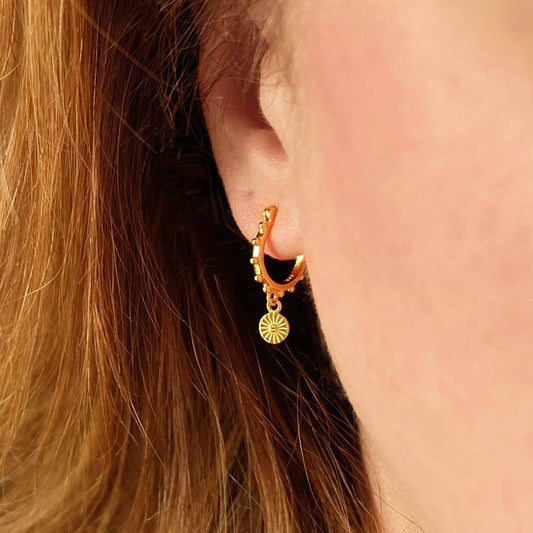 Boho Sun Charm Hoop Earrings