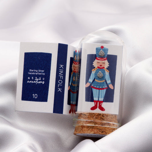 KINFOLK Blue Nutcracker Crystal heart spade earrings