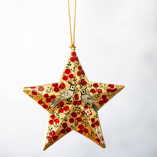 Red and Gold Bird 3D Hanging Star