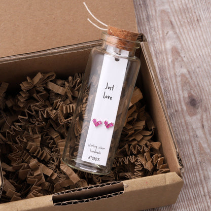 Message Bottle Earrings 'Just Love'