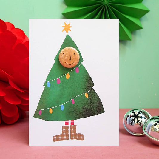Christmas Tree Costume - Greeting card with badge