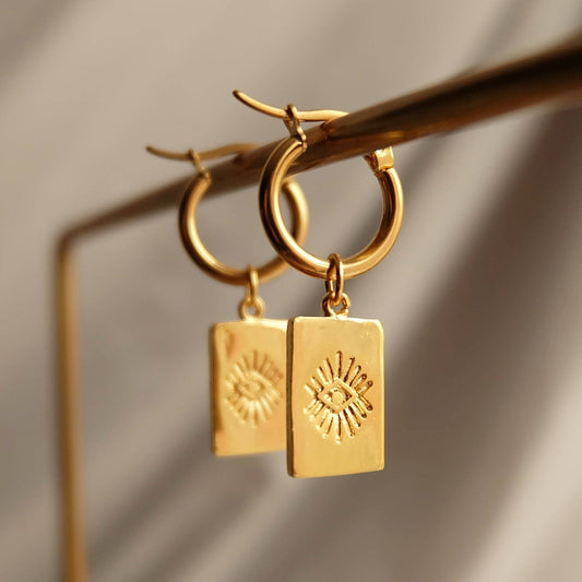 Third Eye Charm Hoop Earrings