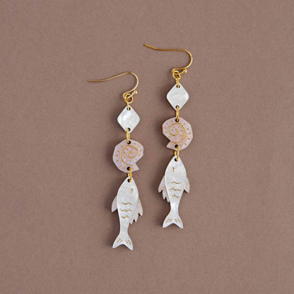 Ocean Fish & Shell Drop Earrings