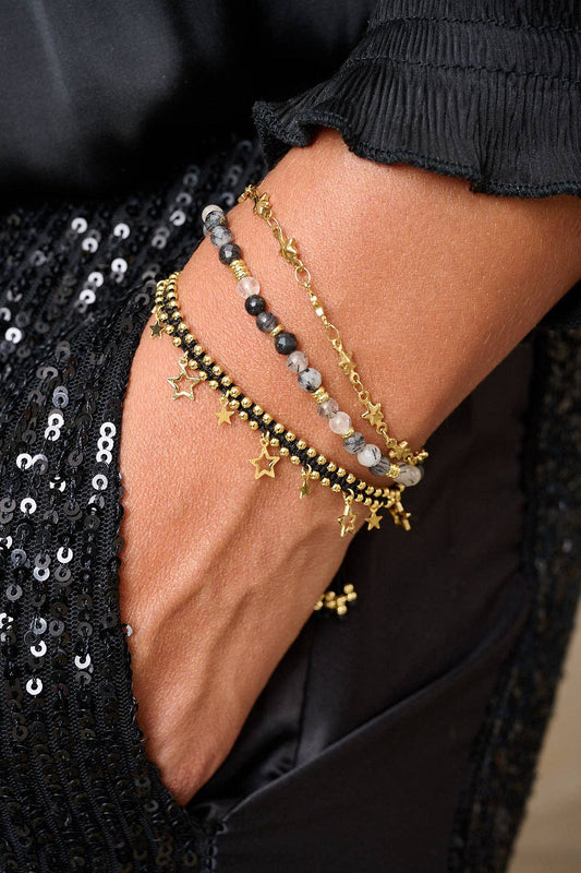 Estelle Black and Gold Charm Bracelet